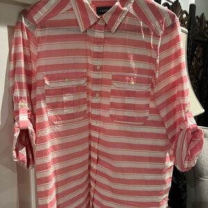 Express Pink and White Button-Up Shirt